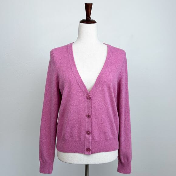 Talbots Pink Wool Angora Blend V-Neck Cropped Knit Sweater Cardigan - Picture 1 of 8